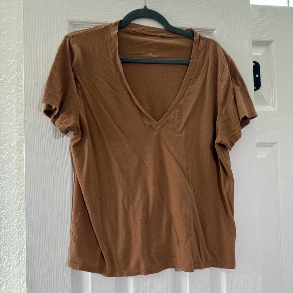 a new day Brown V-Neck Short Sleeve Tee